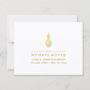 Ny adress med elegant guldananas meddelande
