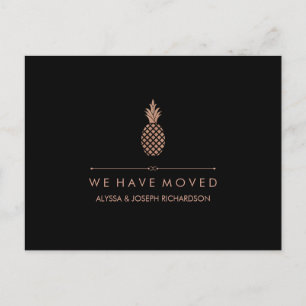 Ny adress med Faux Ro Guld Titta ananas Meddelande Vykort