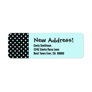 Ny adress meddelandeaqua- och svartpolka dots returadress etikett