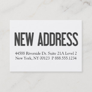 "Ny adress" meddelandeetikett Visitkort