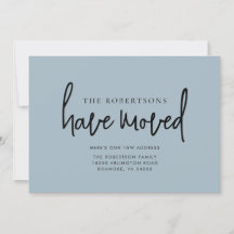 Ny adress Modern Calligraphy Dusty Blue Flytta