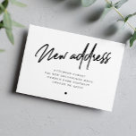 Ny adress modern flytta för skript meddelande<br><div class="desc">Enkel elegant - minimalistiskt svartvitt nytt adress kalligrafi-skript flytta-meddelande.           Enkel att anpassa med din nya hemdator adress.</div>
