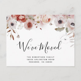 Ny adress Moody Blommigt Höst färger Flytta Meddelande Vykort