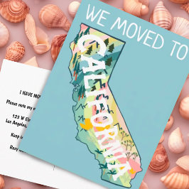 NY ADRESS Move California State Illustrated Karta Vykort