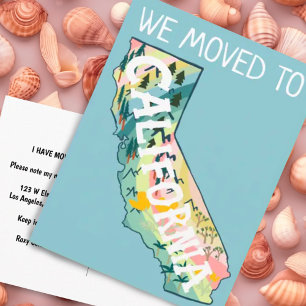 NY ADRESS Move California State Illustrated Karta Vykort