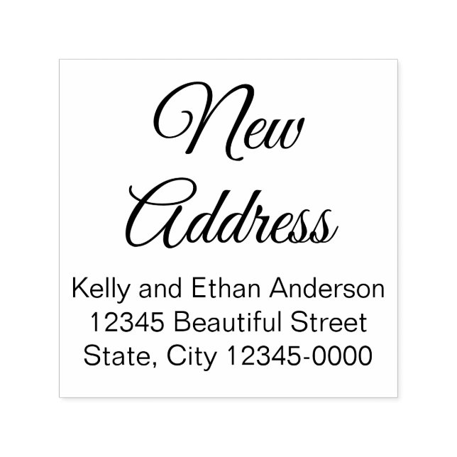 Ny adress Namn och Returadress för skript Självfärgande Stämpel (Design)