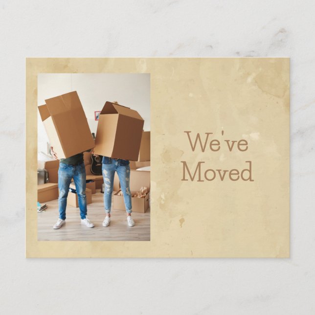 Ny adress påminnelse om roligt, nytt vykort för he (Framsida)