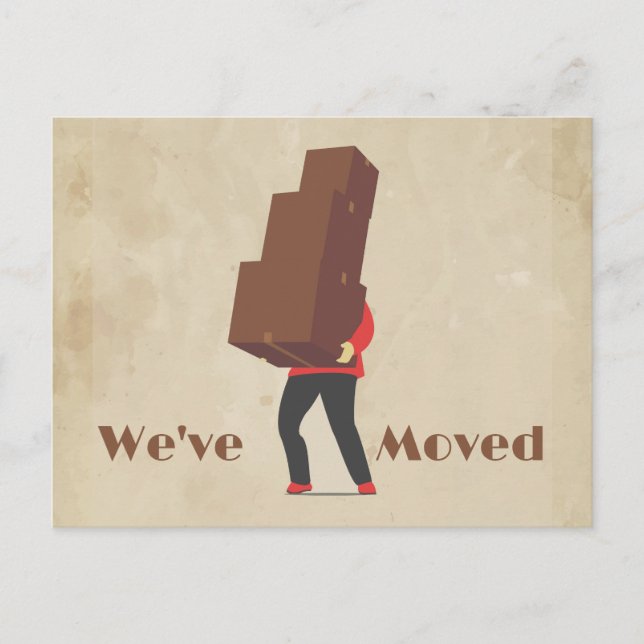 Ny adress påminnelse om roligt, nytt vykort för he (Framsida)