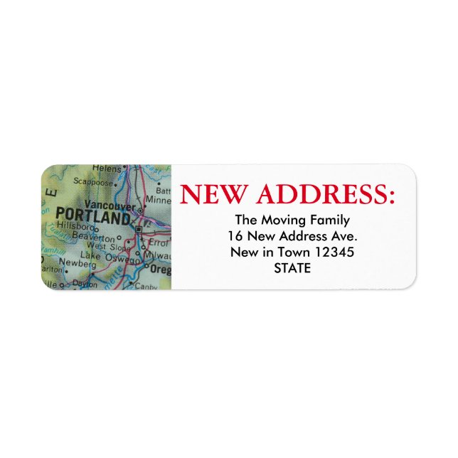 Ny adress portlandsetikett returadress etikett (Framsidan)