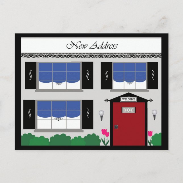 Ny adress postkort meddelande vykort (Framsida)