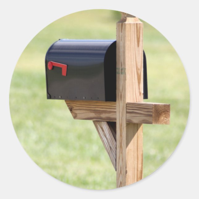 Ny adress postlåda runt klistermärke (Framsida)