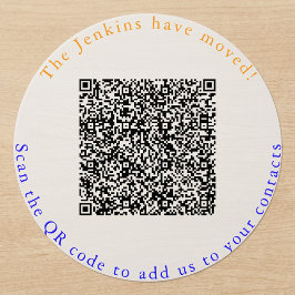 Ny adress, QR-kod, lägg till kontakter Runt Klistermärke