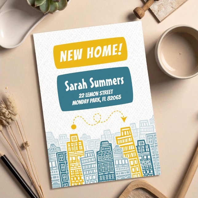 Ny adress Retro city Inbjudningar (Skapare uppladdad)