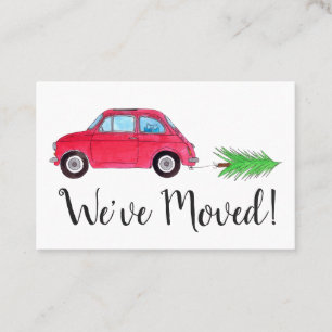 Ny adress retro Fiat 500 med Julgran Visitkort