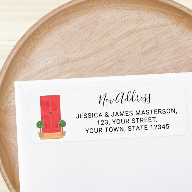 Ny adress Returadress för röd dörr Etikett (Skapare uppladdad)