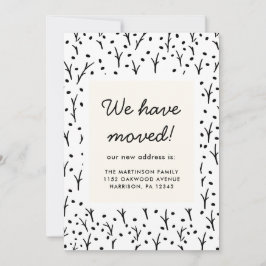 Ny adress Rustic Black and White Print Meddelande