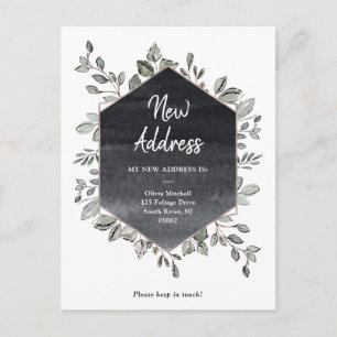 Ny adress Rustic Greenery Flytta Announcement Vykort