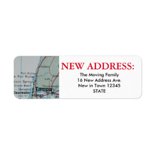 Ny adress Tampa-etikett Returadress Etikett