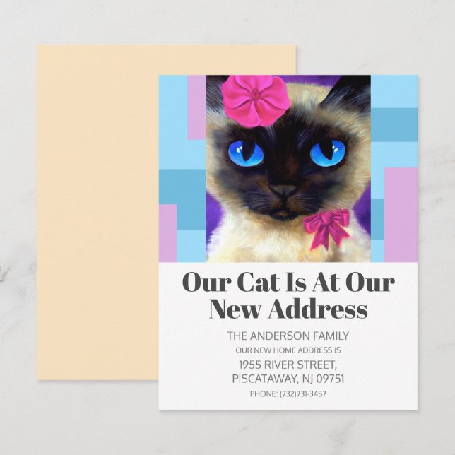 Ny adress text för vi har flyttat Cute Pet Cat Meddelande (Fram/baksida)