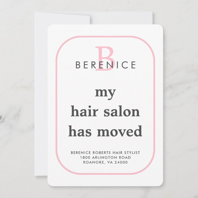 Ny adress typografi, monogram Flytta Meddelande (Framsida)