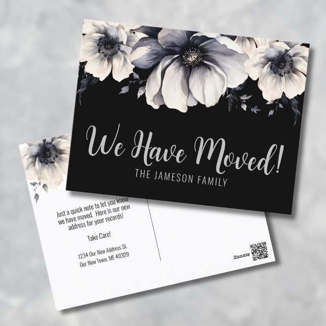Ny adress Vattenfärg Blommig Flyttningskungörelse Vykort (Watercolor Floral Moving Announcement Postcard)