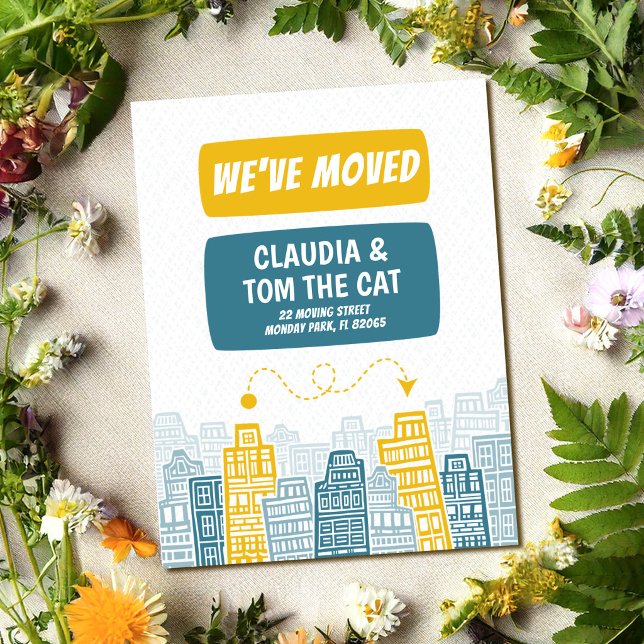 ny adress vi flyttar till seriehus stads vykort (Skapare uppladdad)