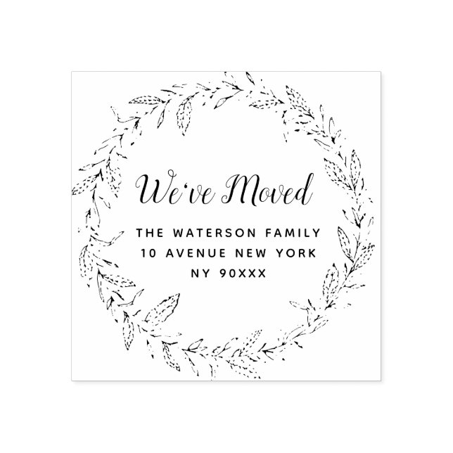 ny adress Vi har flyttat av botaniskt löv Stämpel (Tryck)