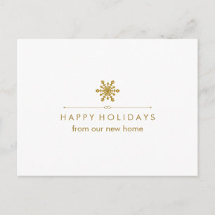 Ny adress vid jul Glam Guld Snowflake Helg Vykort