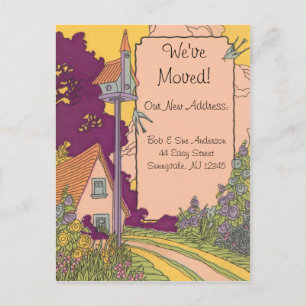 Ny adress vykort för trädgårds- stuga