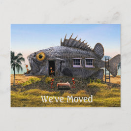 Ny adress vykort med fisk och myror vid strand