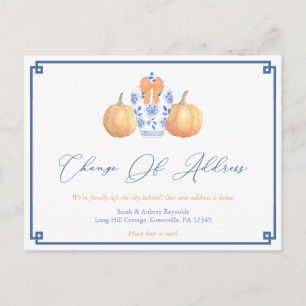 Ny adress Watercolor Pumpkins Ginger Burk Flytta Meddelande Vykort