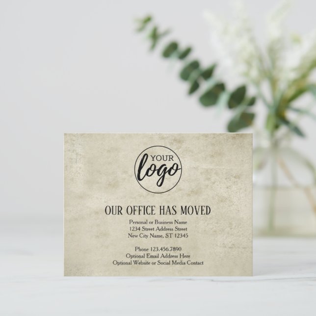 Ny adressändring med företagslogotyp Pergament Meddelande Vykort (Stående Fram)