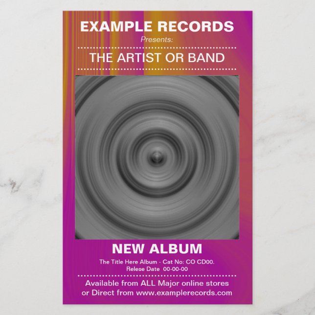 Ny albumlansering - Färg texturerad Flygblad (Framsidan)