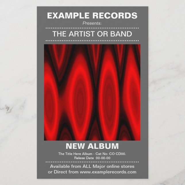 Ny albumlansering - Grått Flygblad (Framsidan)