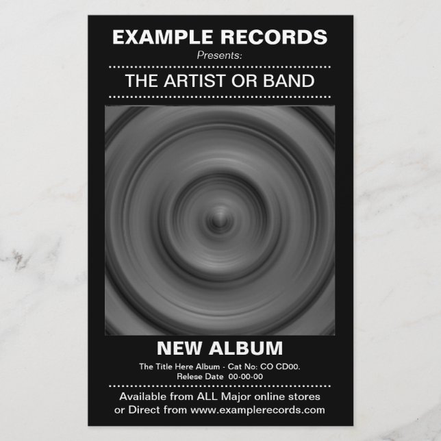 Ny albumlansering - svart flygblad (Framsidan)