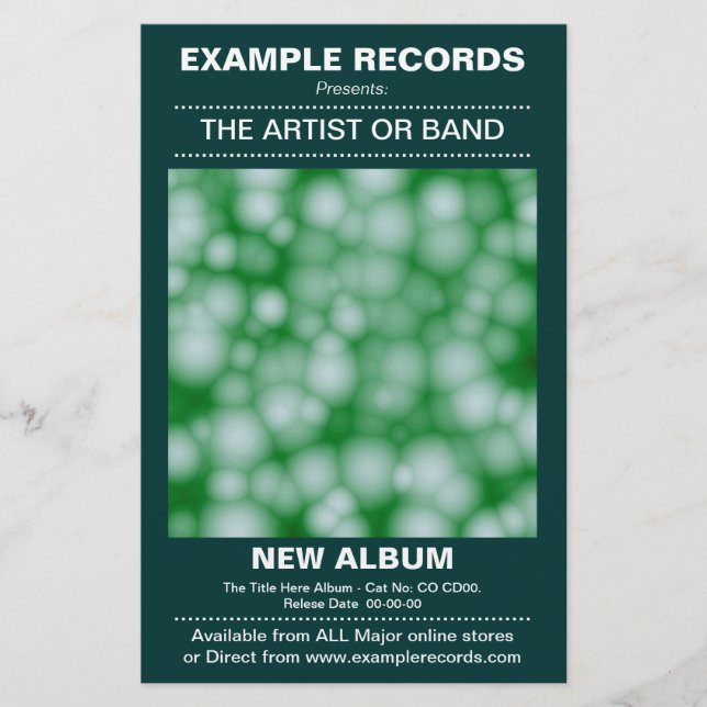 Ny albumstart - Mörk grönt Flygblad (Framsidan)