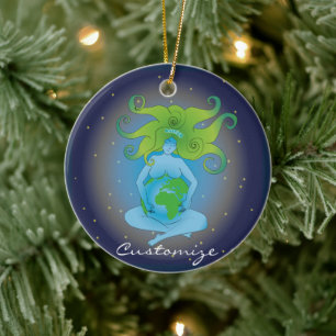 Ny ålder Gaia-gudinna Thunder_Cove Julgransprydnad Keramik