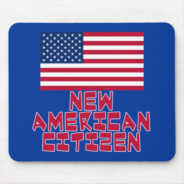 Ny amerikanmedborgare med amerikanska flaggan musmatta (Framsidan)