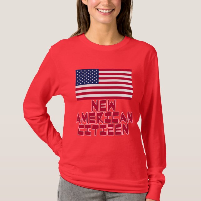 Ny amerikanmedborgare med amerikanska flaggan tröja (Framsida)
