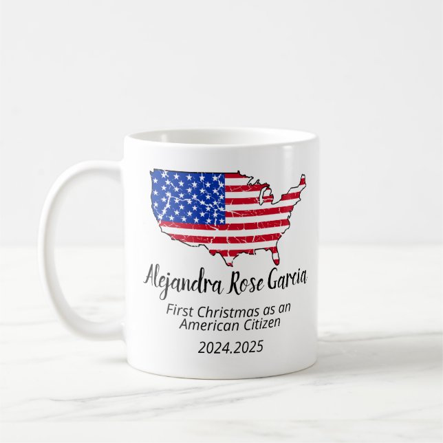 Ny amerikansk medborgare – American Map Medborgard Kaffemugg (Vänster)