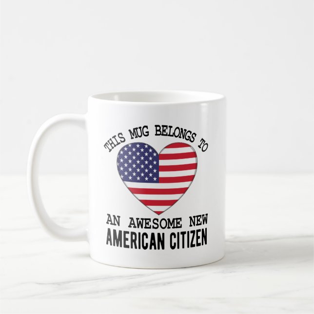 Ny Amerikansk Medborgare Citat US Citizenship Gåva Kaffemugg (Vänster)