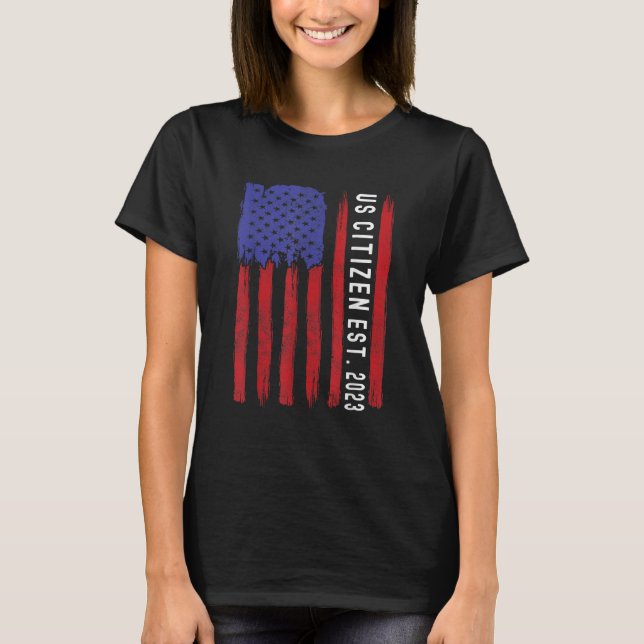 Ny amerikansk medborgare Est 2023 Amerikansk invan T Shirt (Framsida)