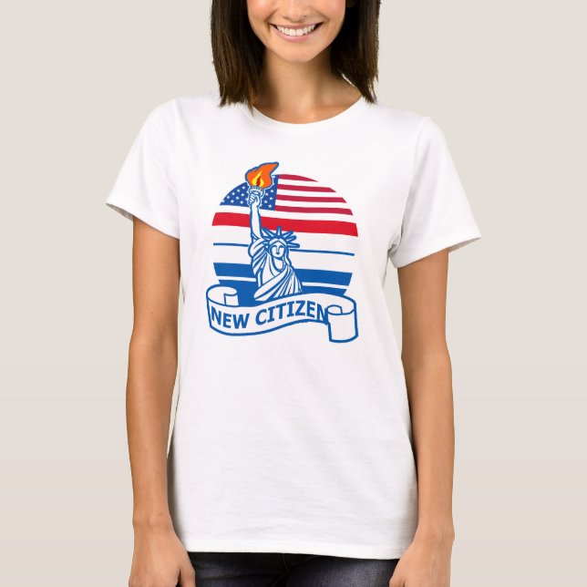 Ny amerikansk medborgare med Frihetsgudinnan T Shirt (Framsida)