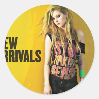 Ny ankomst runt klistermärke