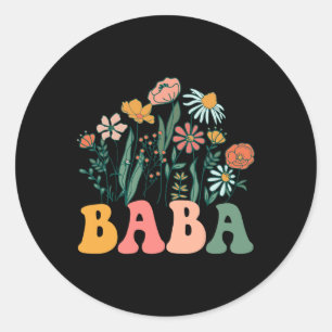 Ny Baba Wildflower Första Födelsedag & Baby Sh Runt Klistermärke