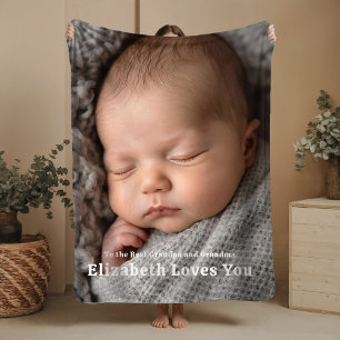 Ny baby ankomst fleecefilt farföräldrar present