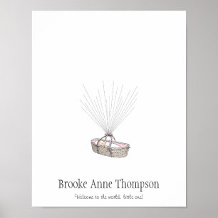 Ny baby fingeravtrycksballong gästbok - Rosa Poster