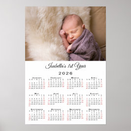 Ny Baby Första Året Foto 2026 Kalender Poster