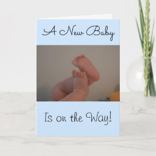 Ny Baby Pojke Söta Små Babys Fötter Blå Skramla Kort