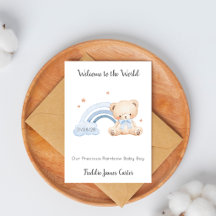 Ny Baby Pojke Välkommen Regnbåge Baby Teddybjörn K